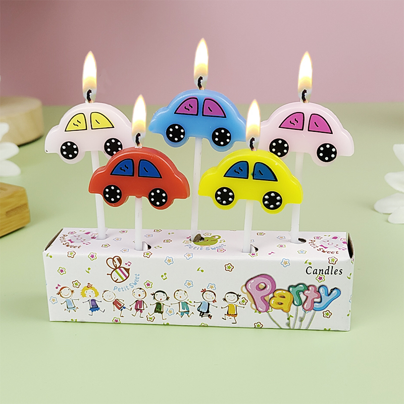 Lighting Mcqueen Birthday Decor - 5 Car Candles Children's Birthday Cute