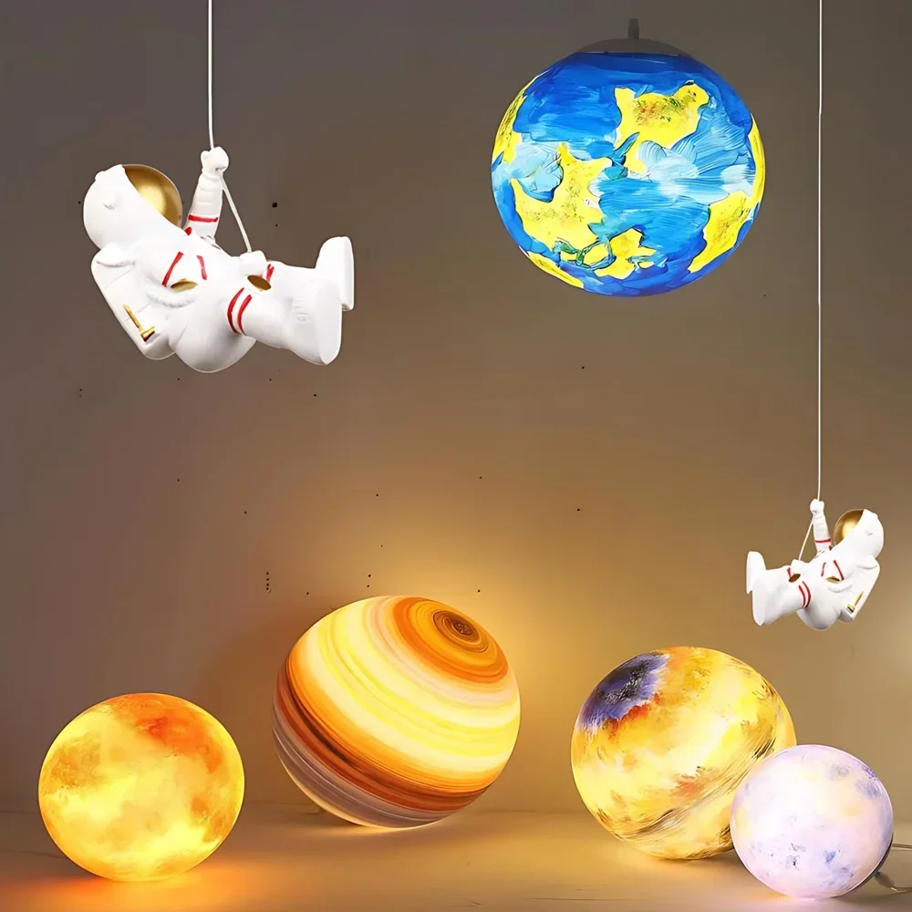 Unique Lighting Decor - SANDYHA Modern Astronaut Chandelier Moon Lamp