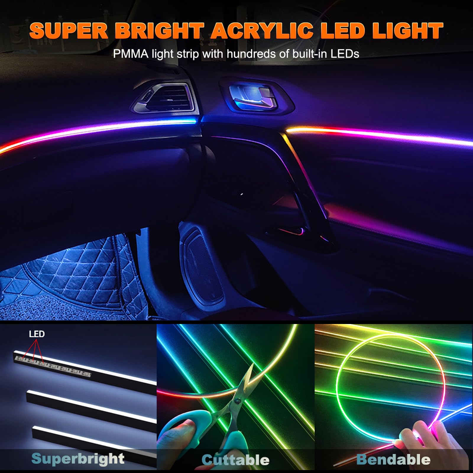 2IN1 Dynamic Neon Car Ambient  - đánh giá và giá Lighting Bolt Decor