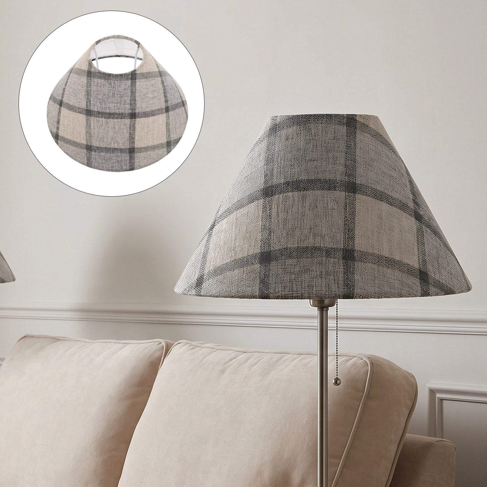 Timeless Plaid Fabric Drum Lam - đánh giá và giá Decor Timeless Lighting