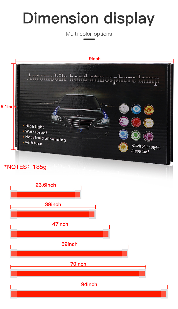 12V White Car Hood Light Strip - đánh giá và giá Lighting Bolt Decor