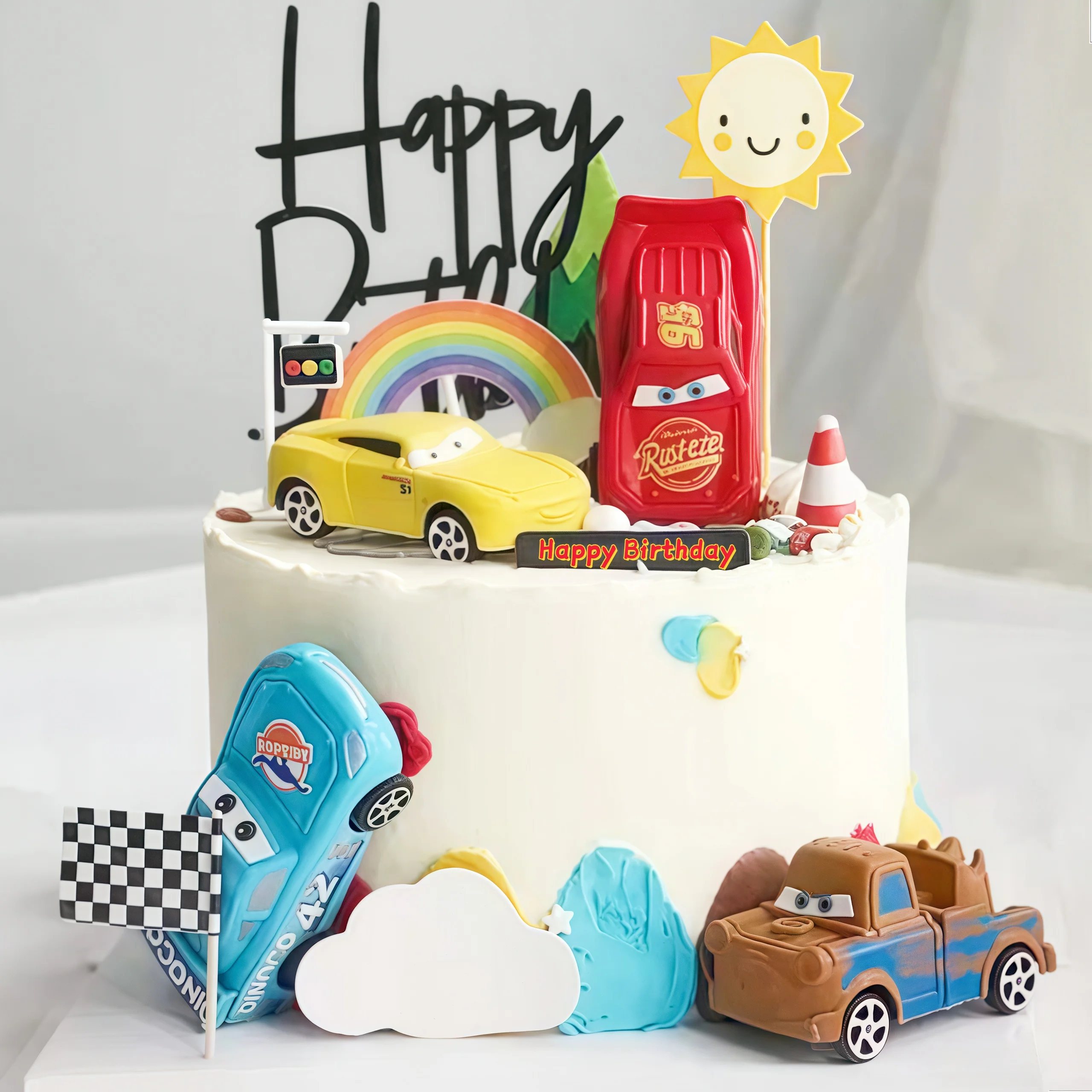 4pcs Lightning Cars Happy Birt - đánh giá và giá Lighting Mcqueen Birthday Decor