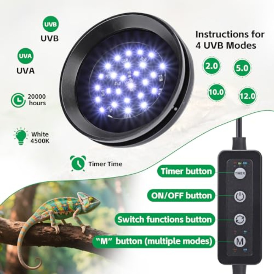 UVB Light for Reptiles with Di - đánh giá và giá Gecko Lighting & Decor