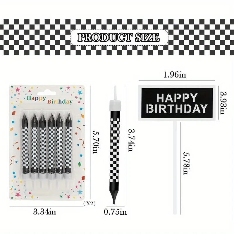6/12pcs Black and White Birthd - đánh giá và giá Lighting Mcqueen Birthday Decor