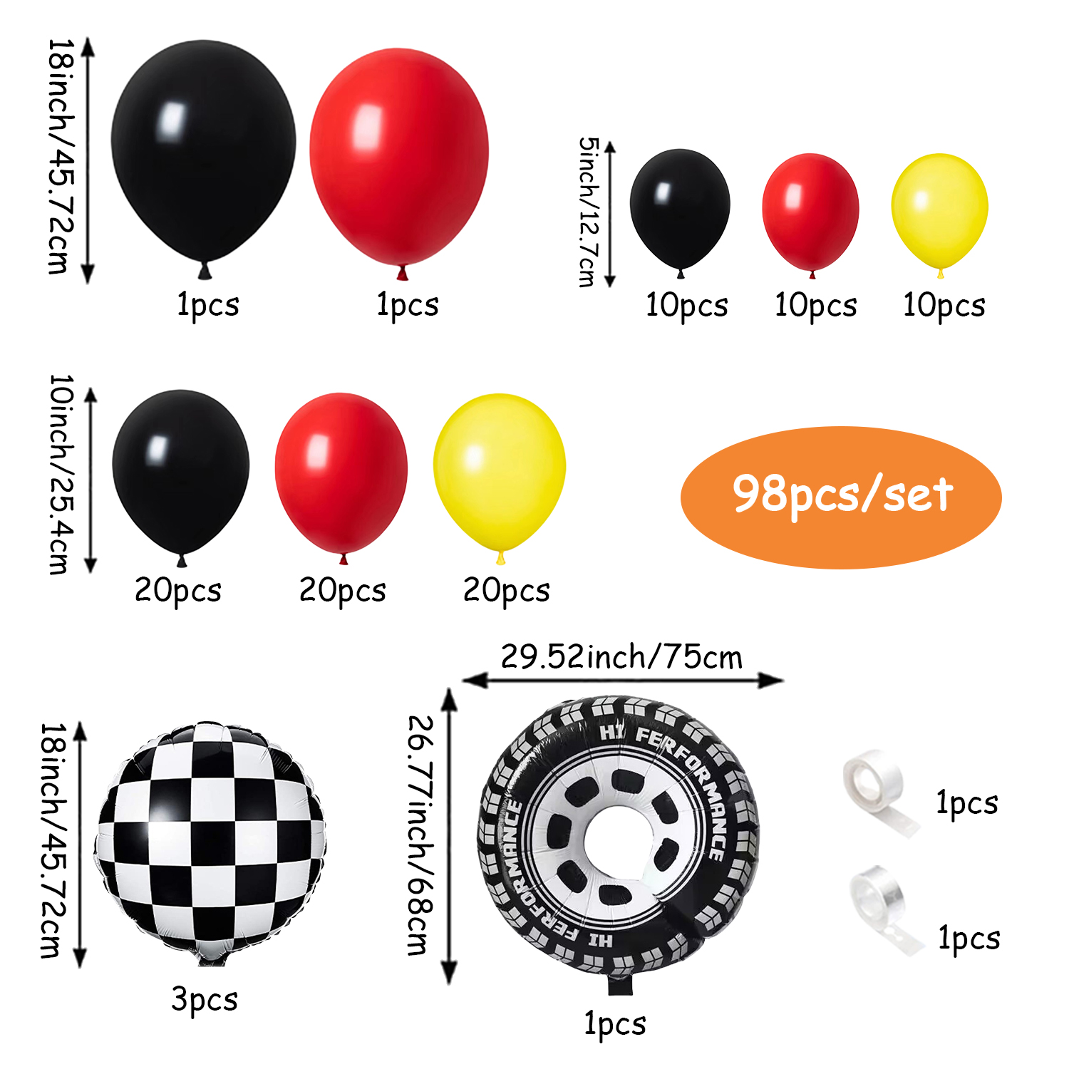 98-Piece Yellow and Black All- - đánh giá và giá Lighting Mcqueen Birthday Decor