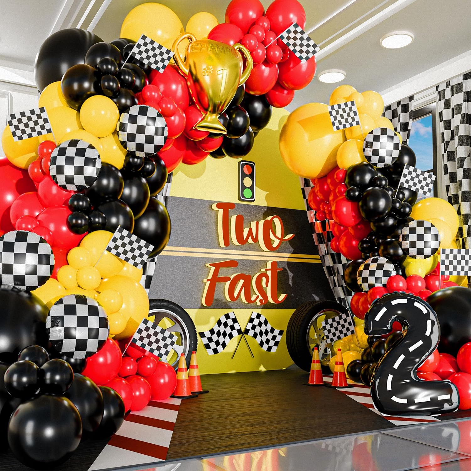 98-Piece Yellow and Black All- - đánh giá và giá Lighting Mcqueen Birthday Decor