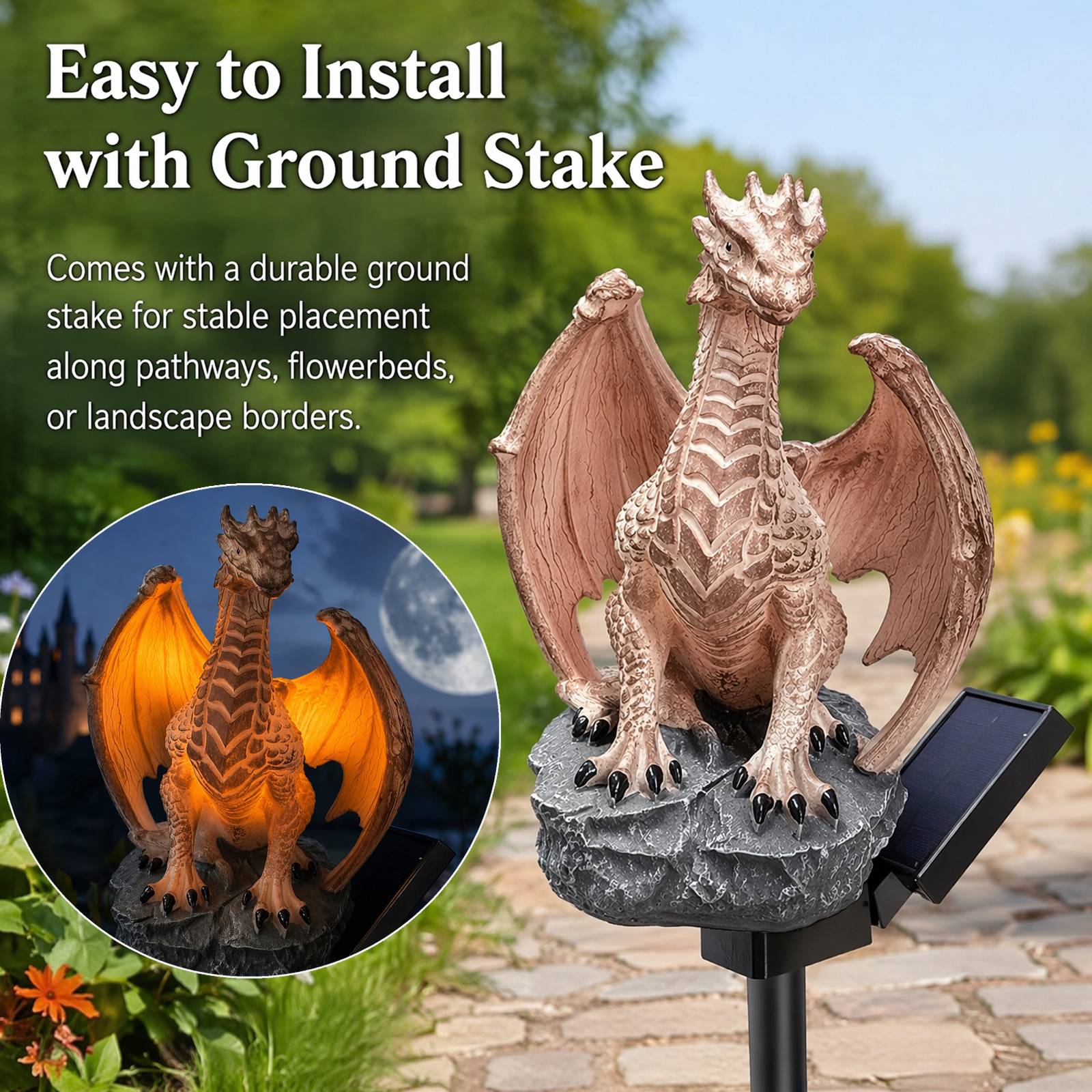 Solar Floor Lamp Dragon Figuri - đánh giá và giá Unique Lighting Decor