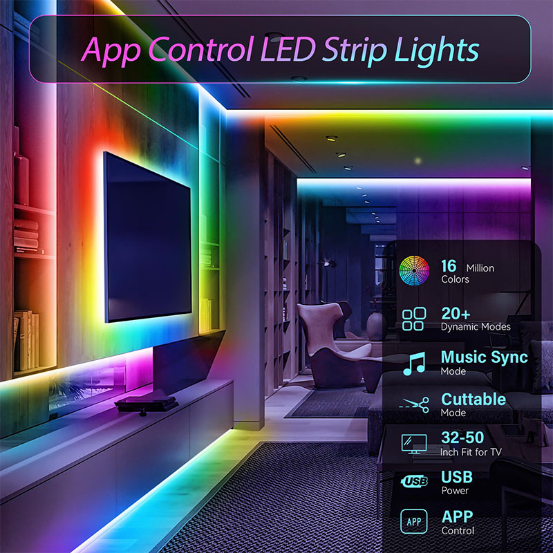 USB RGB LED Strip SMD3535 With - đánh giá và giá Lighting Bolt Decor