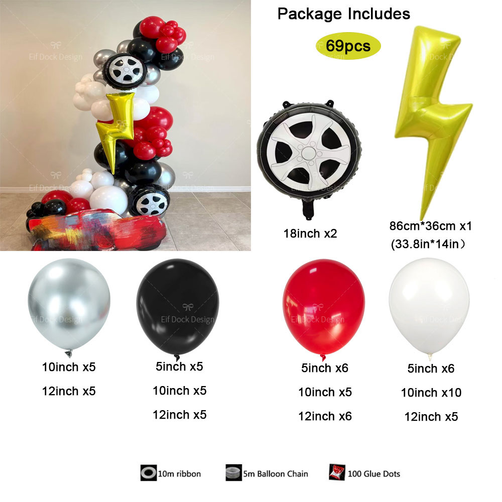 69Pcs Lightning Racing Car tir - đánh giá và giá Lighting Mcqueen Birthday Decor