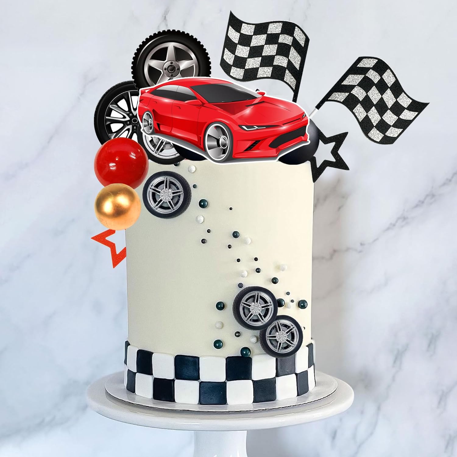 27 PCS Racing Wheel Cake Toppe - đánh giá và giá Lighting Mcqueen Birthday Decor